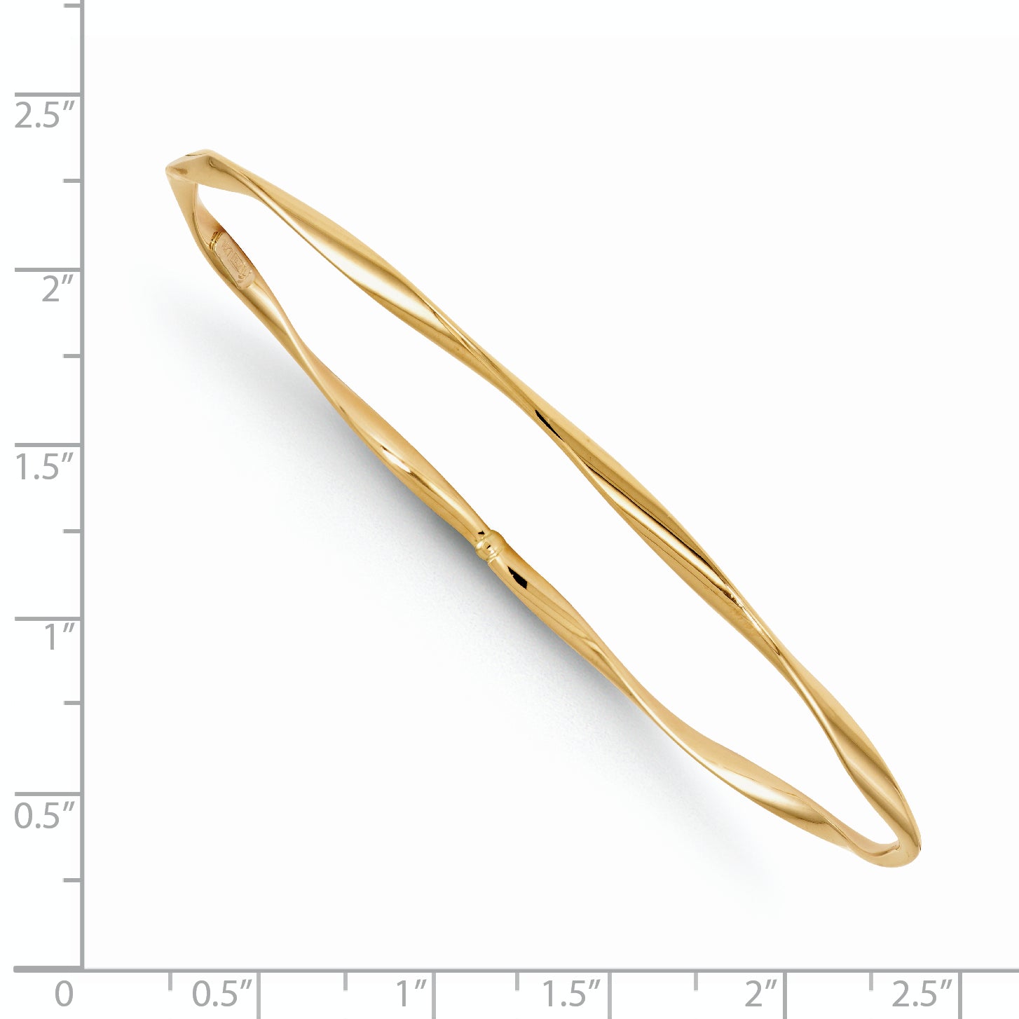 14K Gold Polished Twisted Bangle with Slip-On Design