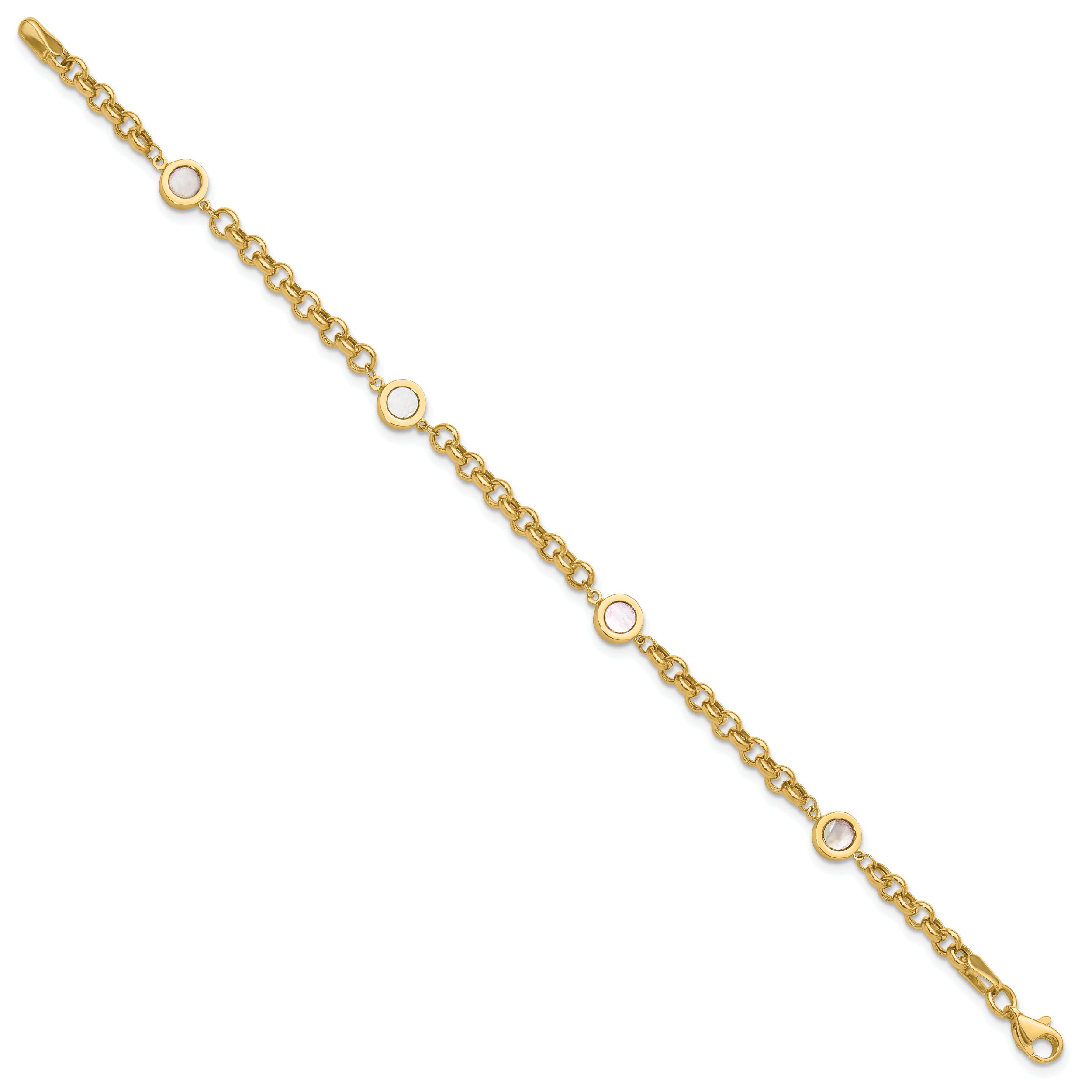 14K Polished Mother of Pearl Link Bracelet