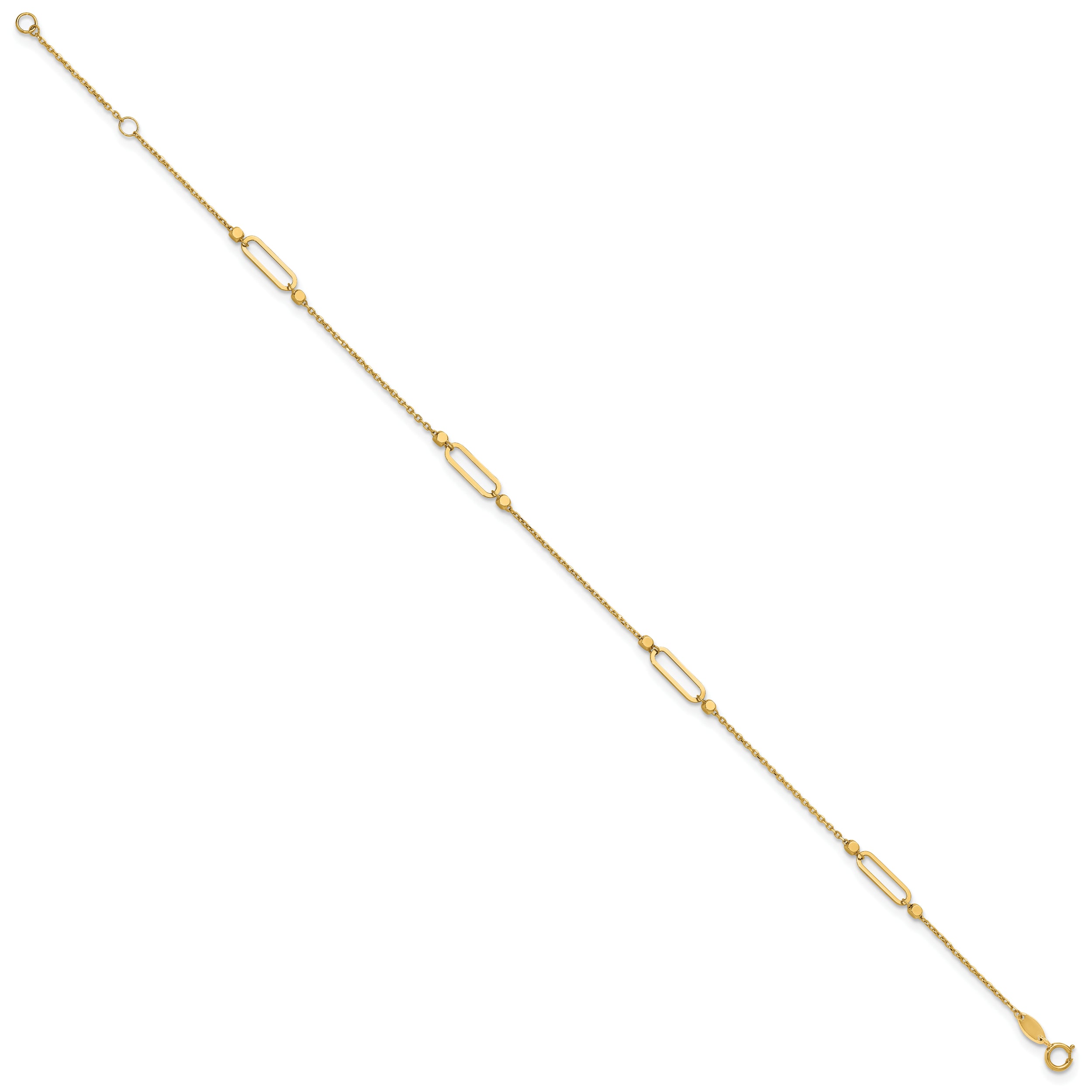 14K Polished and Diamond-cut Fancy 9in Plus 1in ext. Anklet