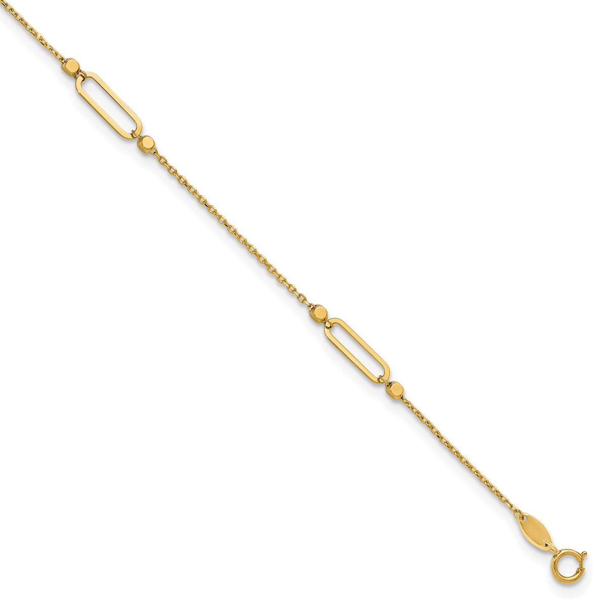 14K Polished and Diamond-cut Fancy 9in Plus 1in ext. Anklet