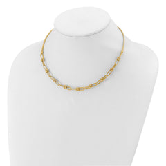 14K Polished and Diamond-cut Fancy Link Necklace