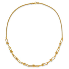 14K Polished and Diamond-cut Fancy Link Necklace