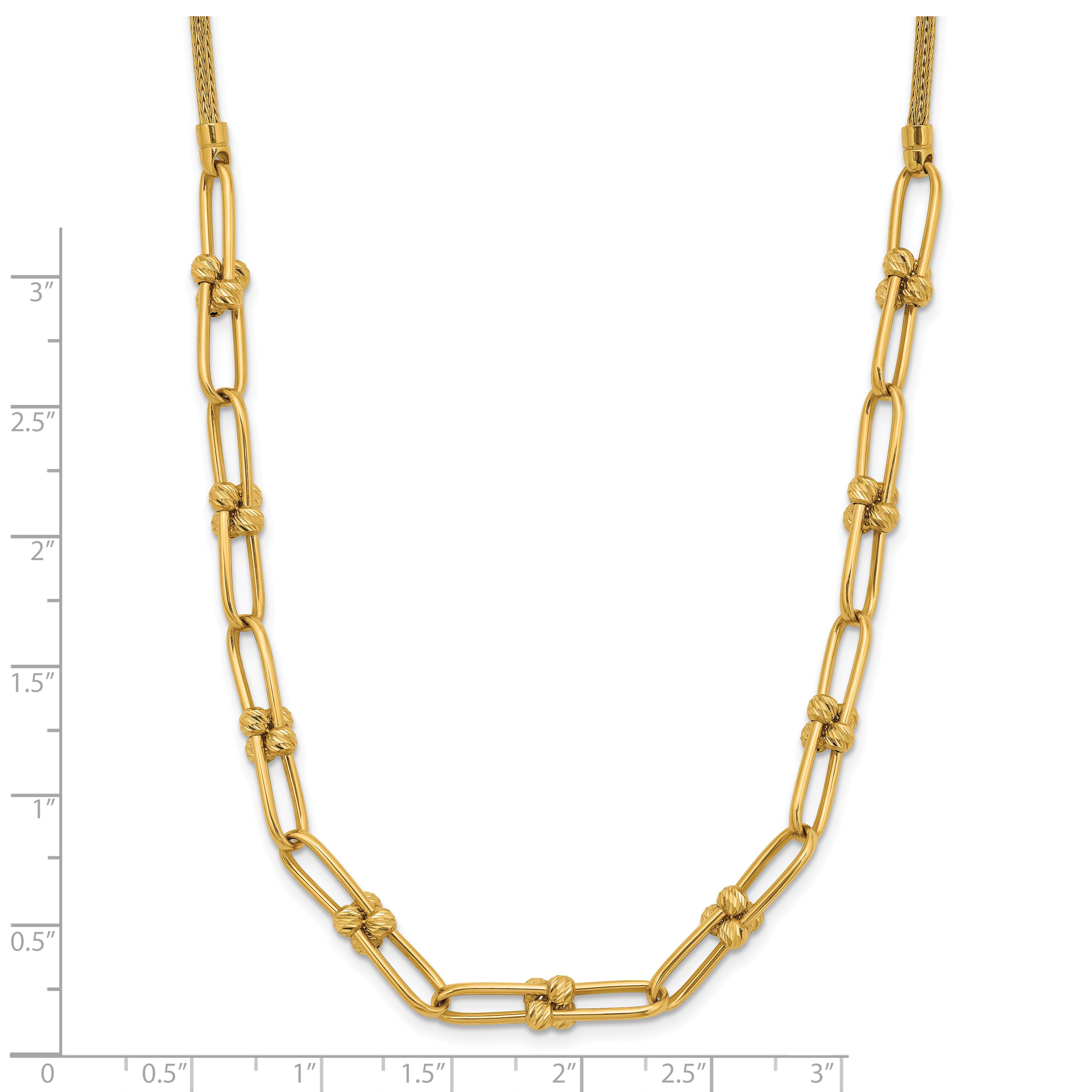 14K Polished and Diamond-cut Fancy Link Necklace