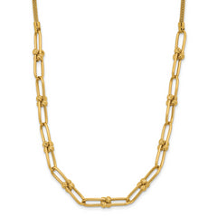 14K Polished and Diamond-cut Fancy Link Necklace