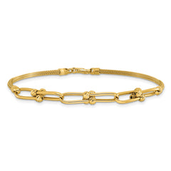 14K Polished/Diamond-cut/Textured Fancy Link Bracelet