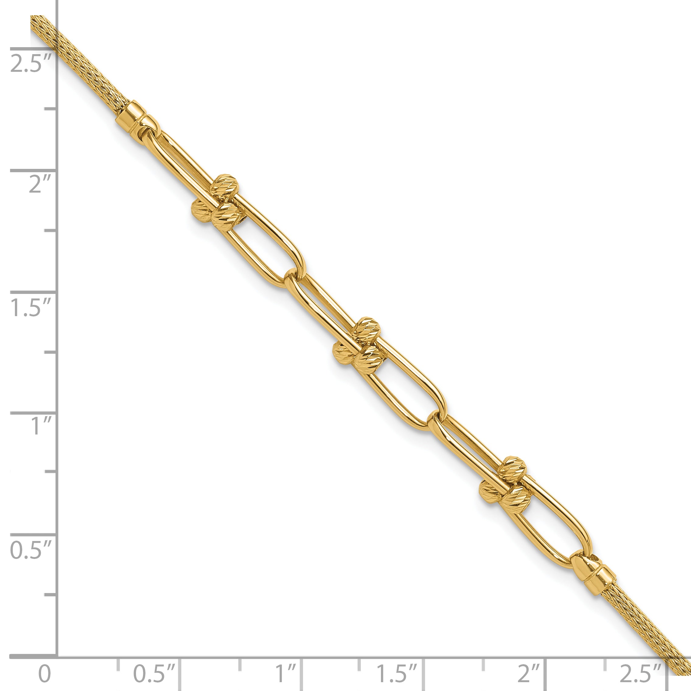 14K Polished/Diamond-cut/Textured Fancy Link Bracelet