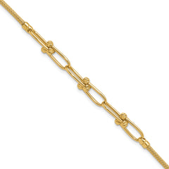 14K Polished/Diamond-cut/Textured Fancy Link Bracelet