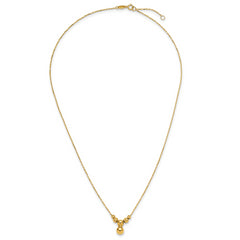 14K Polished and Diamond-cut Beads with 1in ext. Necklace