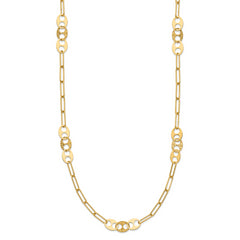 14K Polished and Textured Fancy Link Necklace