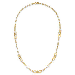 14K Polished and Textured Fancy Link Necklace