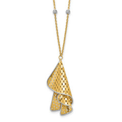 14K Two-tone Polished and Dia-cut Fancy with 2in ext. Necklace