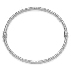 14K White Gold Polished and Textured Hinged Bangle