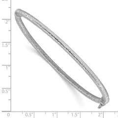 14K White Gold Polished and Textured Hinged Bangle