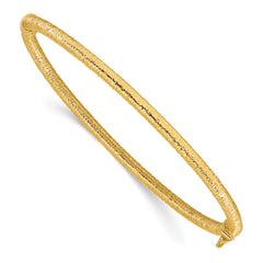 14K Polished and Textured Hinged Bangle