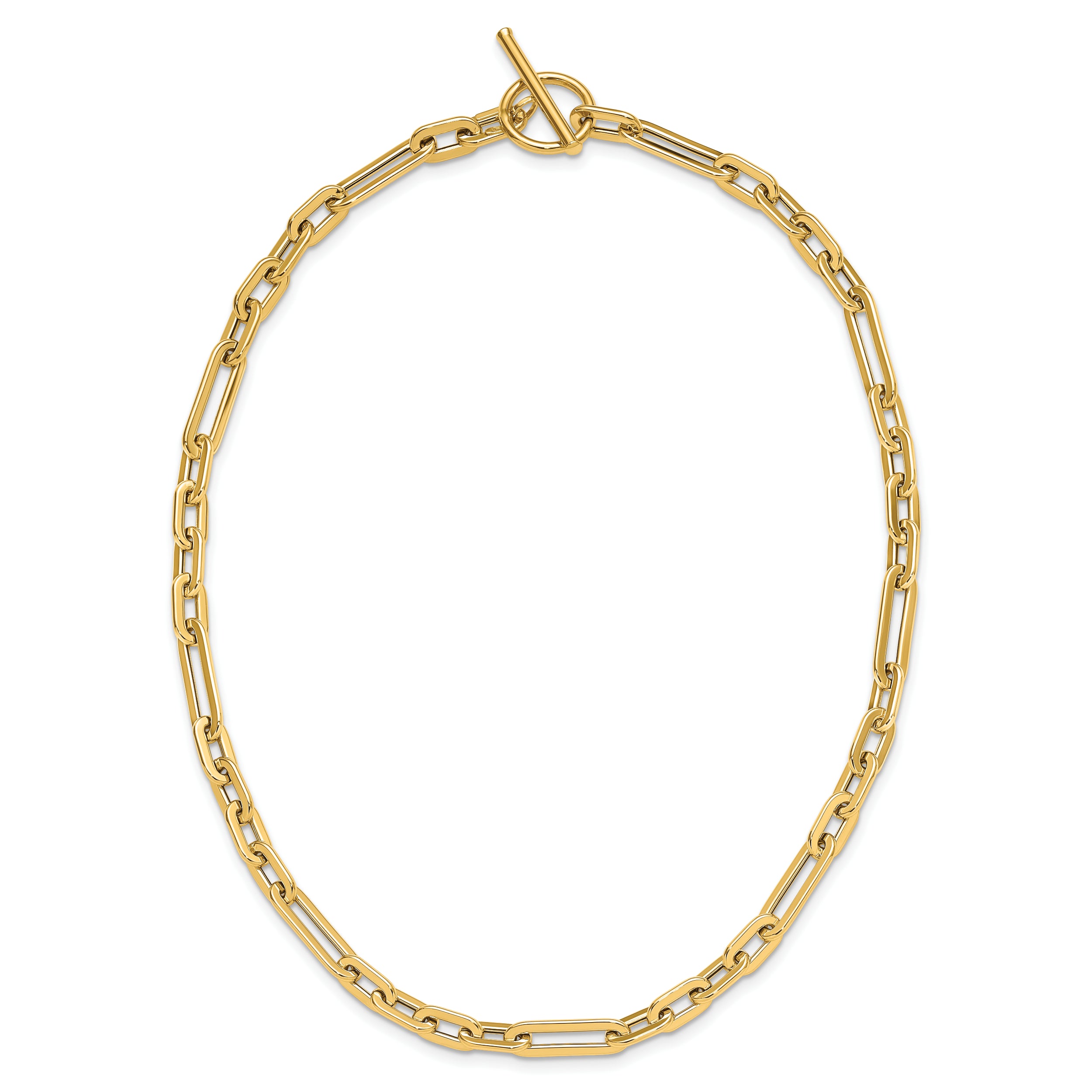 14K Polished Fancy Link Toggle Clasp Necklace