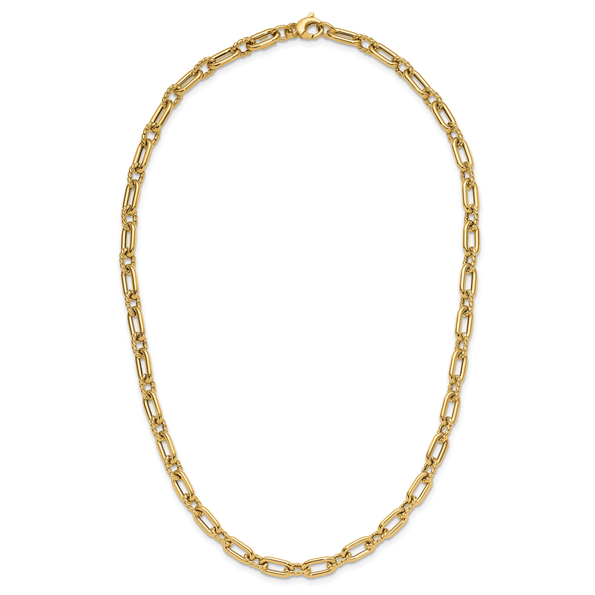 14K Polished & Textured Fancy Link Necklace