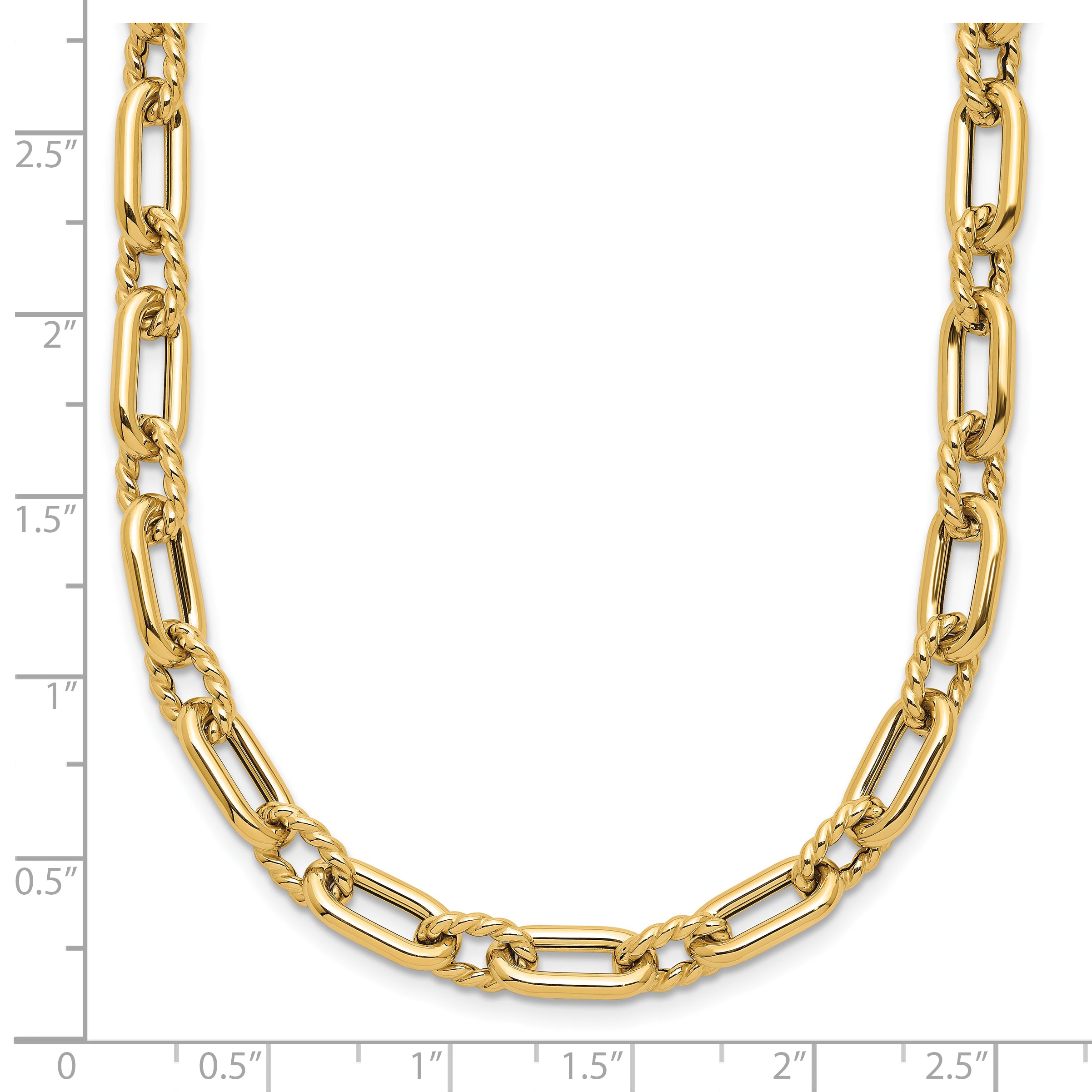 14K Polished & Textured Fancy Link Necklace