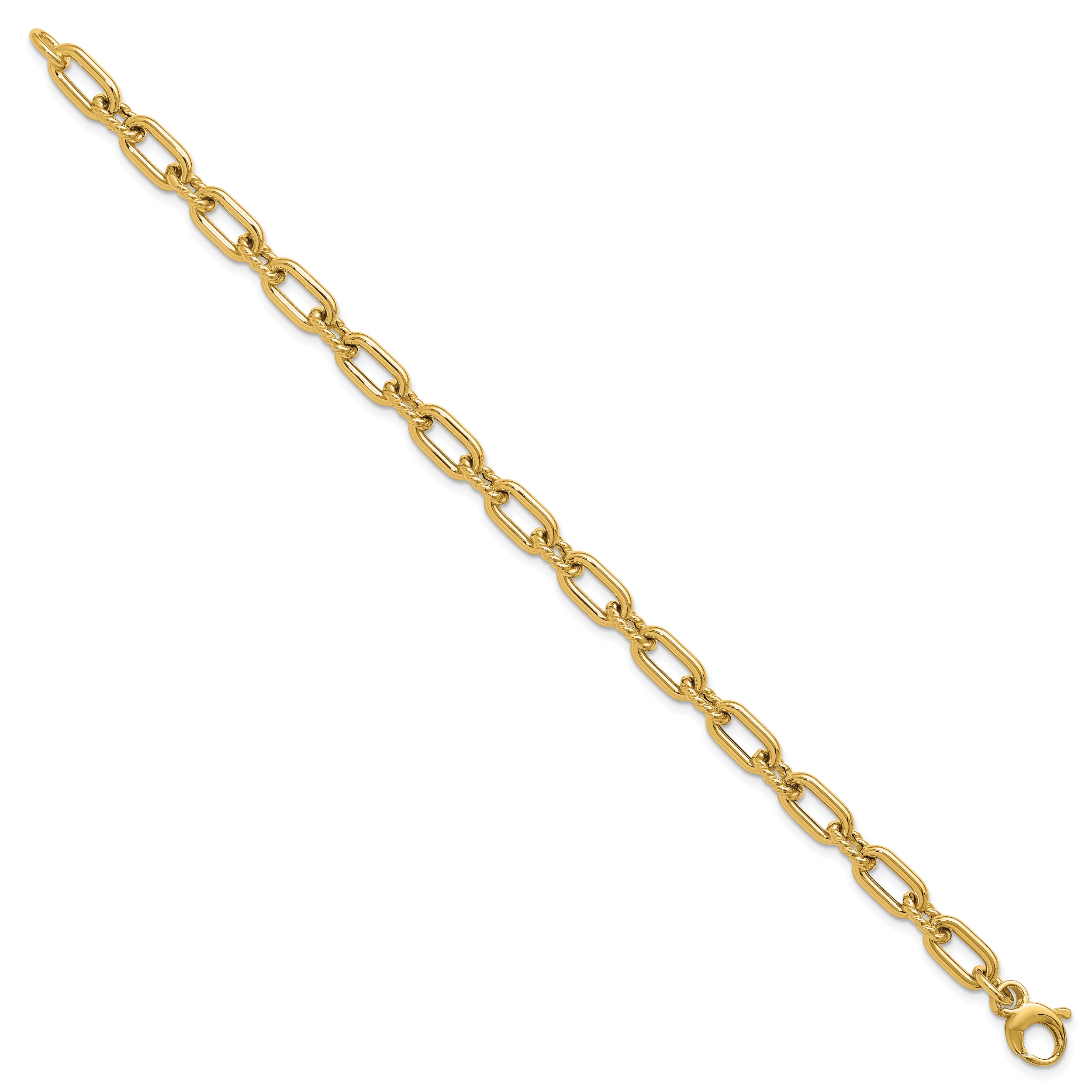 14K Polished & Textured Fancy Link Bracelet