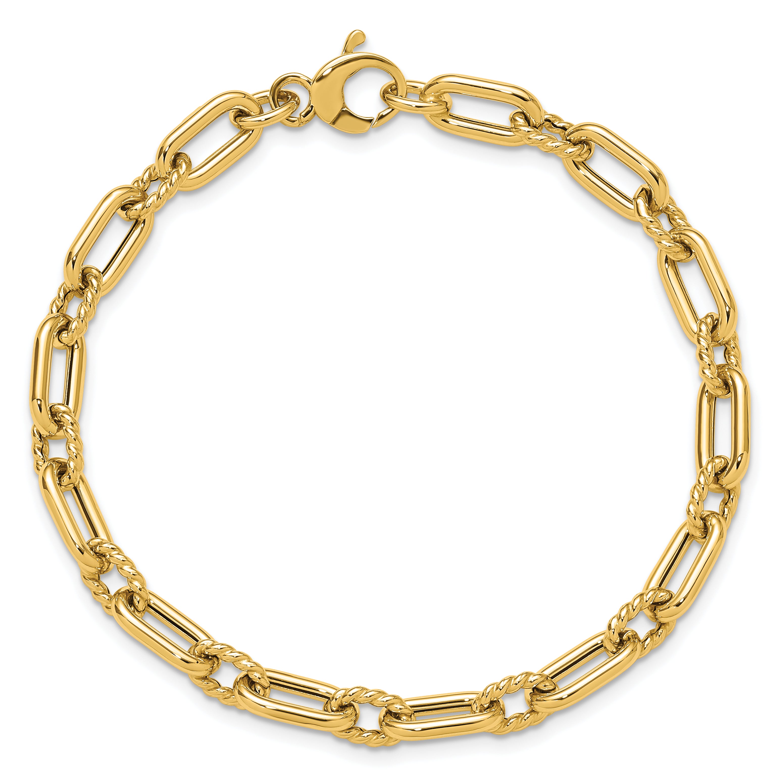 14K Polished & Textured Fancy Link Bracelet