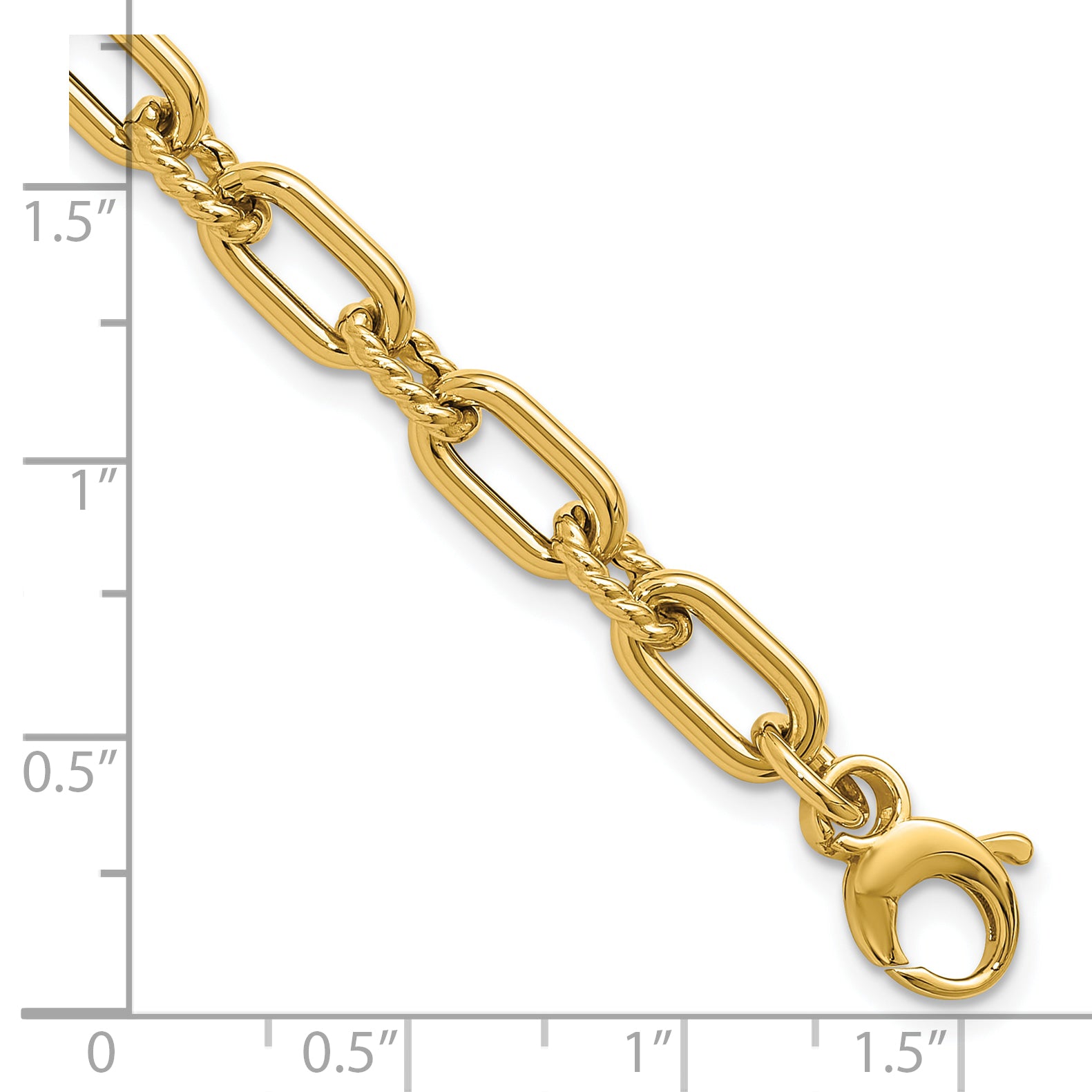 14K Polished & Textured Fancy Link Bracelet