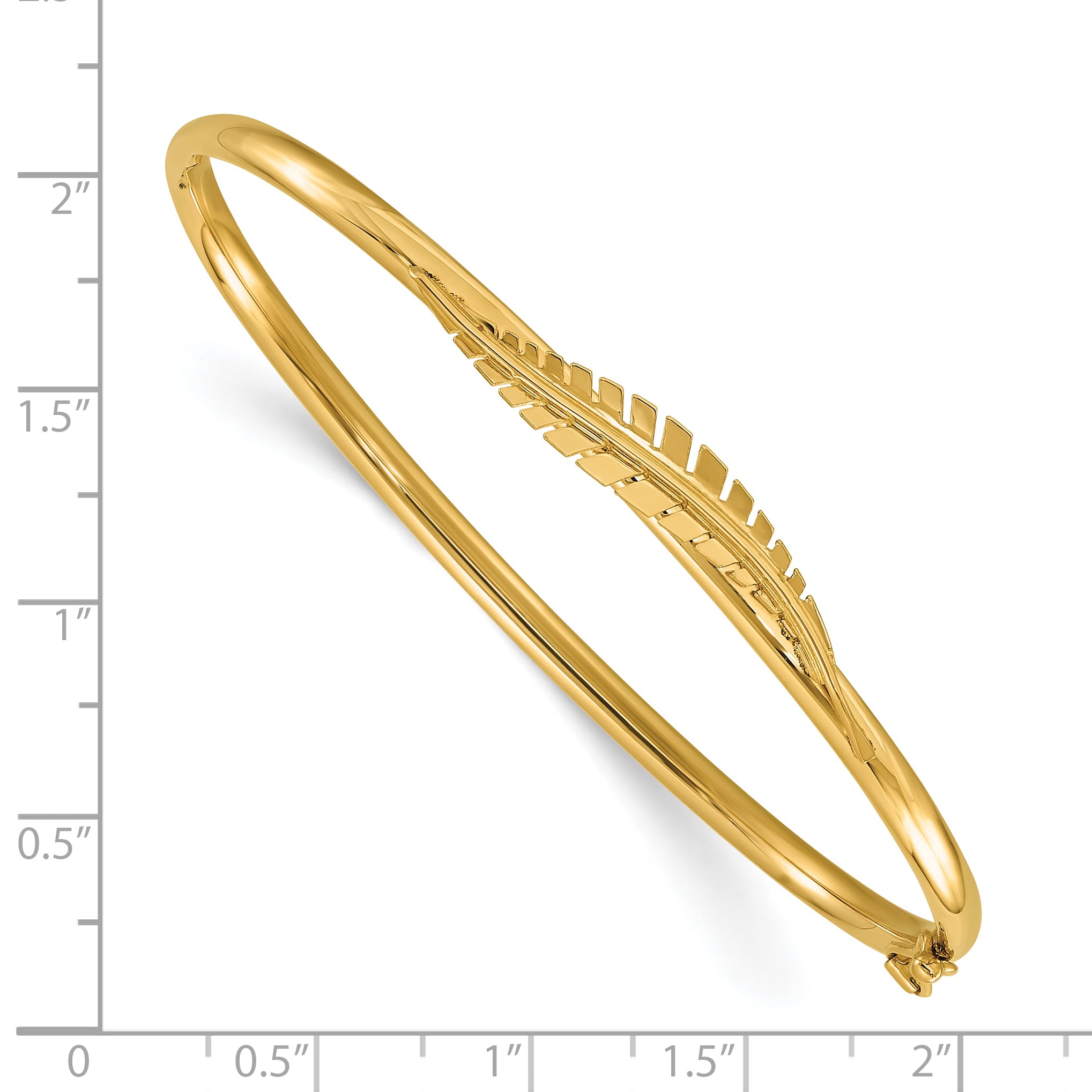 14K Polished Leaf Hinged Bangle