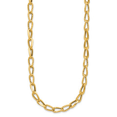 14K Polished and Diamond-cut Fancy Link Necklace