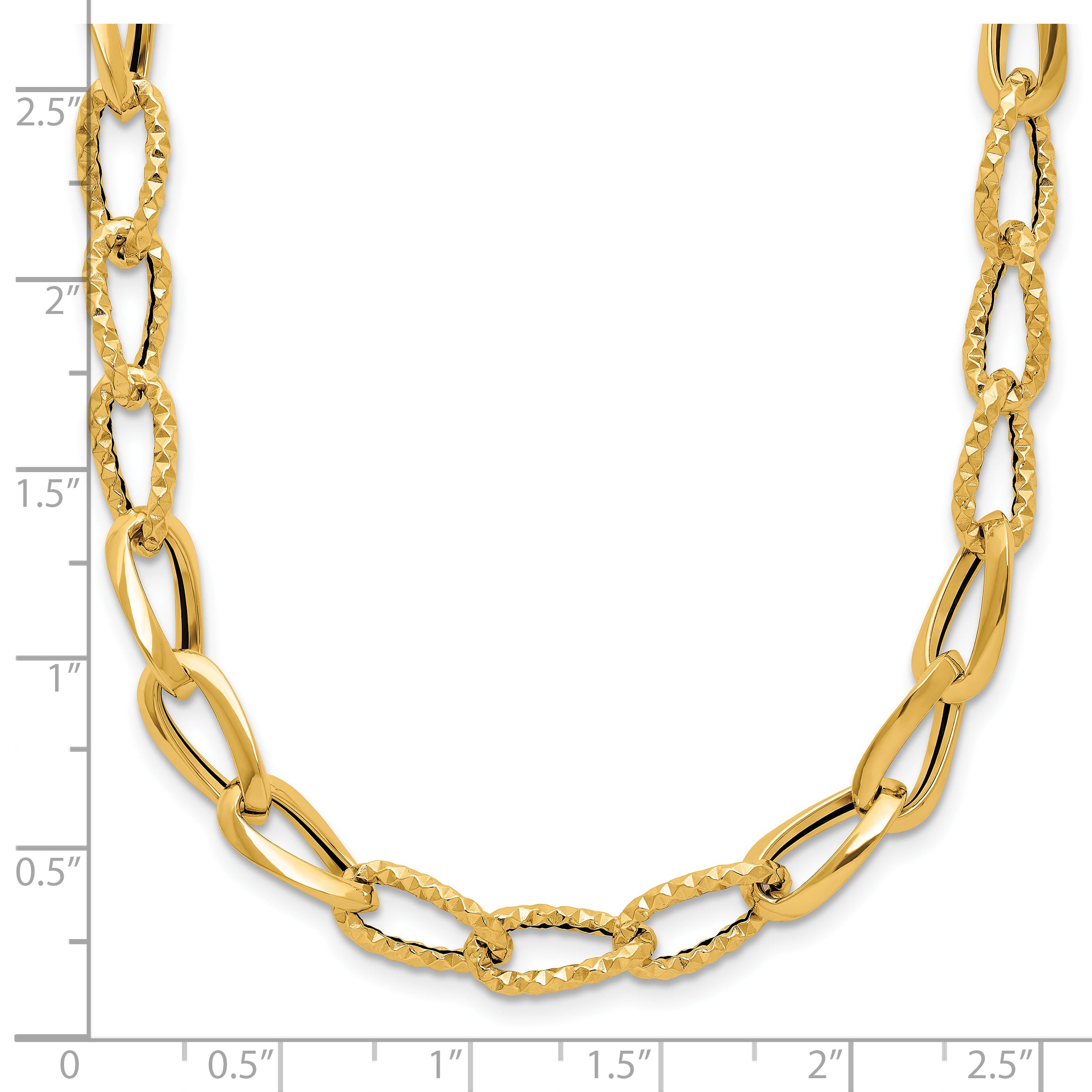 14K Polished and Diamond-cut Fancy Link Necklace