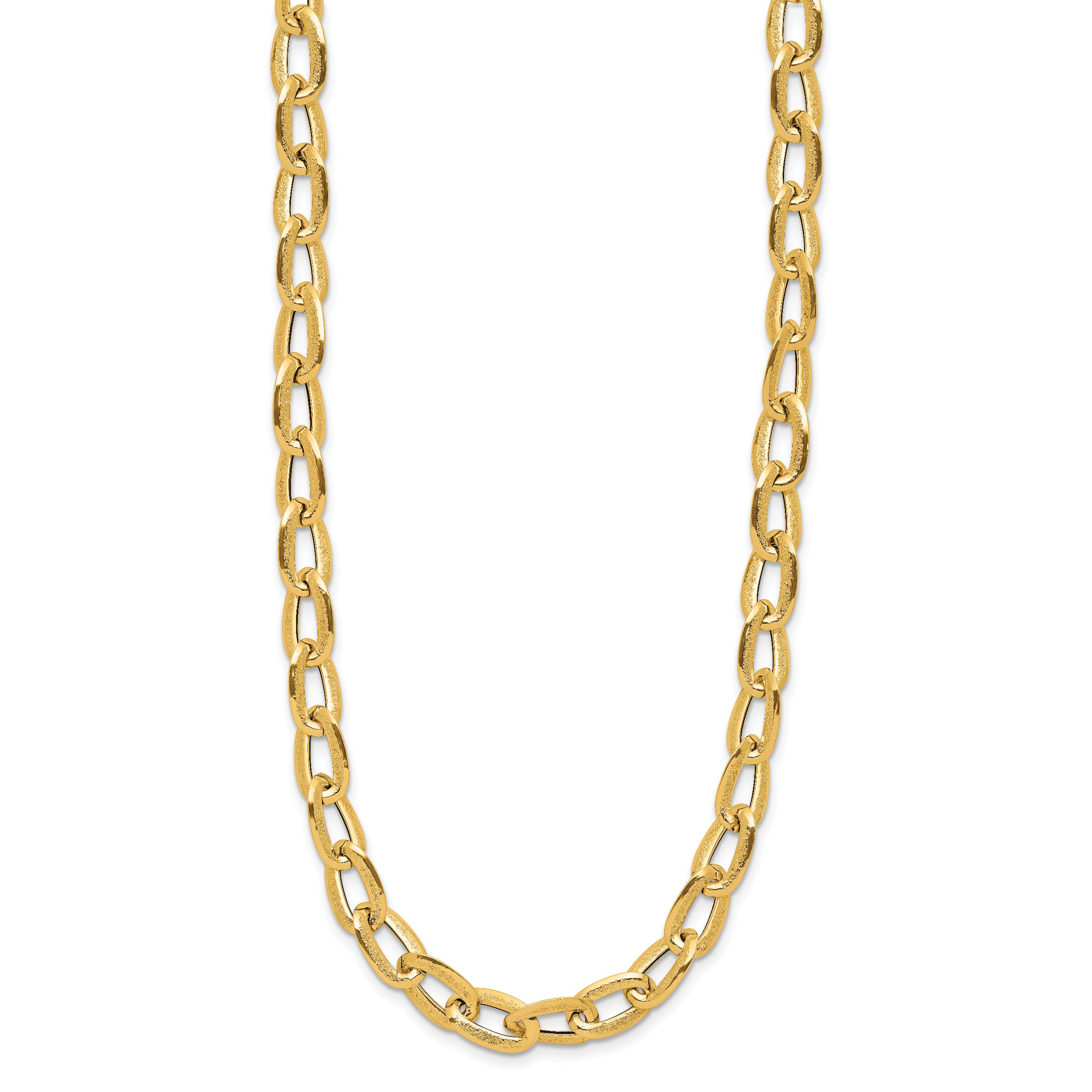 14K Polished and Satin Fancy Link Necklace