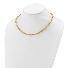 14K Polished and Satin Fancy Link Necklace