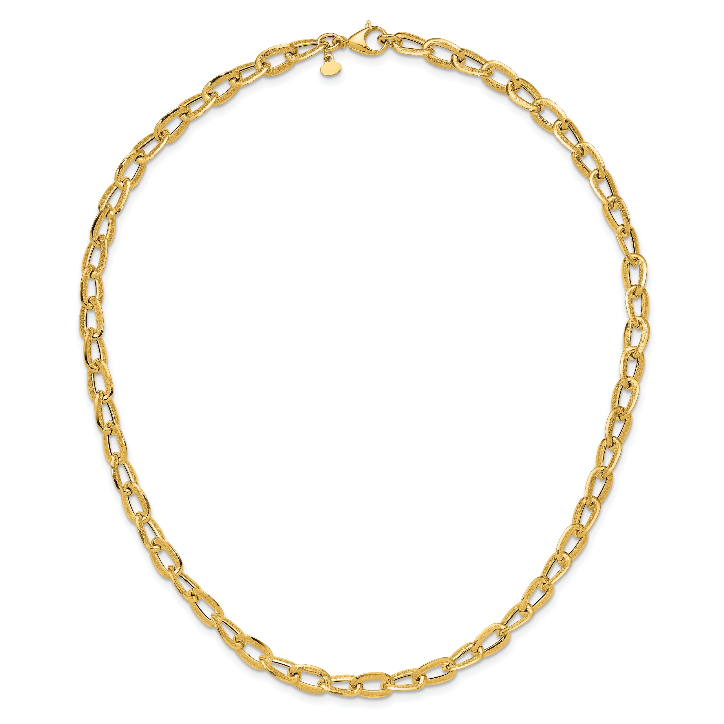 14K Polished and Satin Fancy Link Necklace