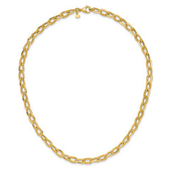 14K Polished and Satin Fancy Link Necklace