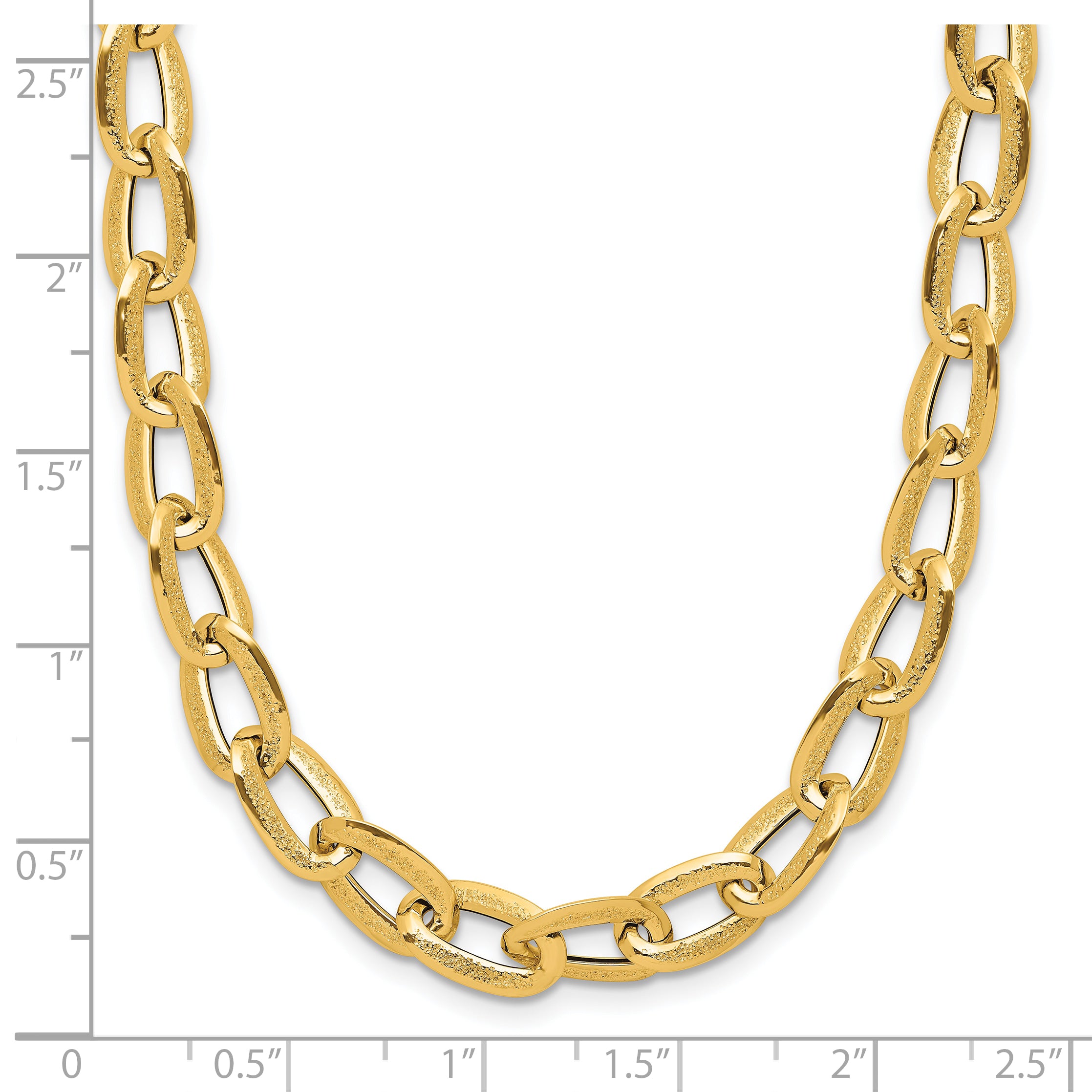 14K Polished and Satin Fancy Link Necklace