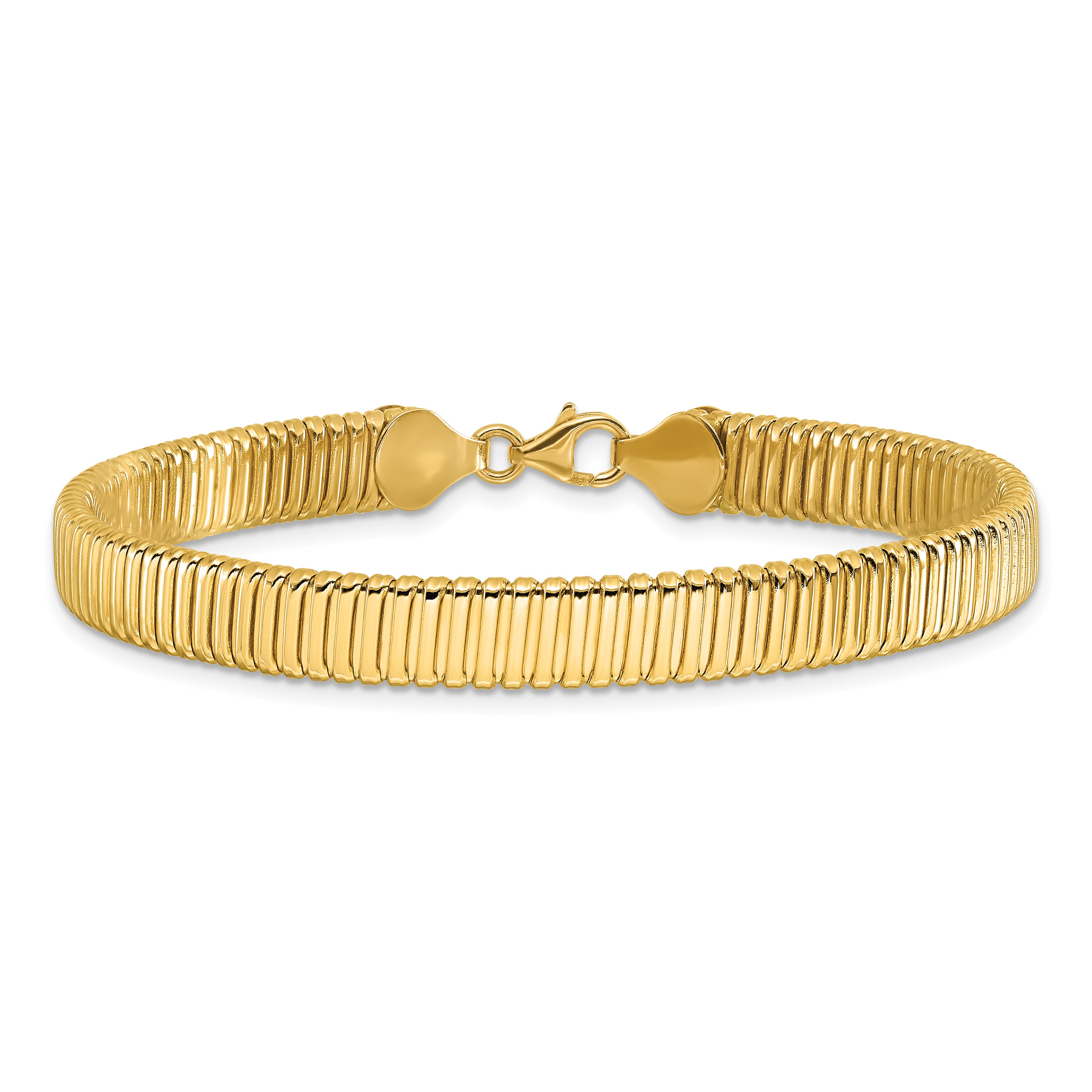 14K Polished Ridged Bracelet