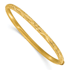 14K Satin and Diamond-cut Hinged Bangle