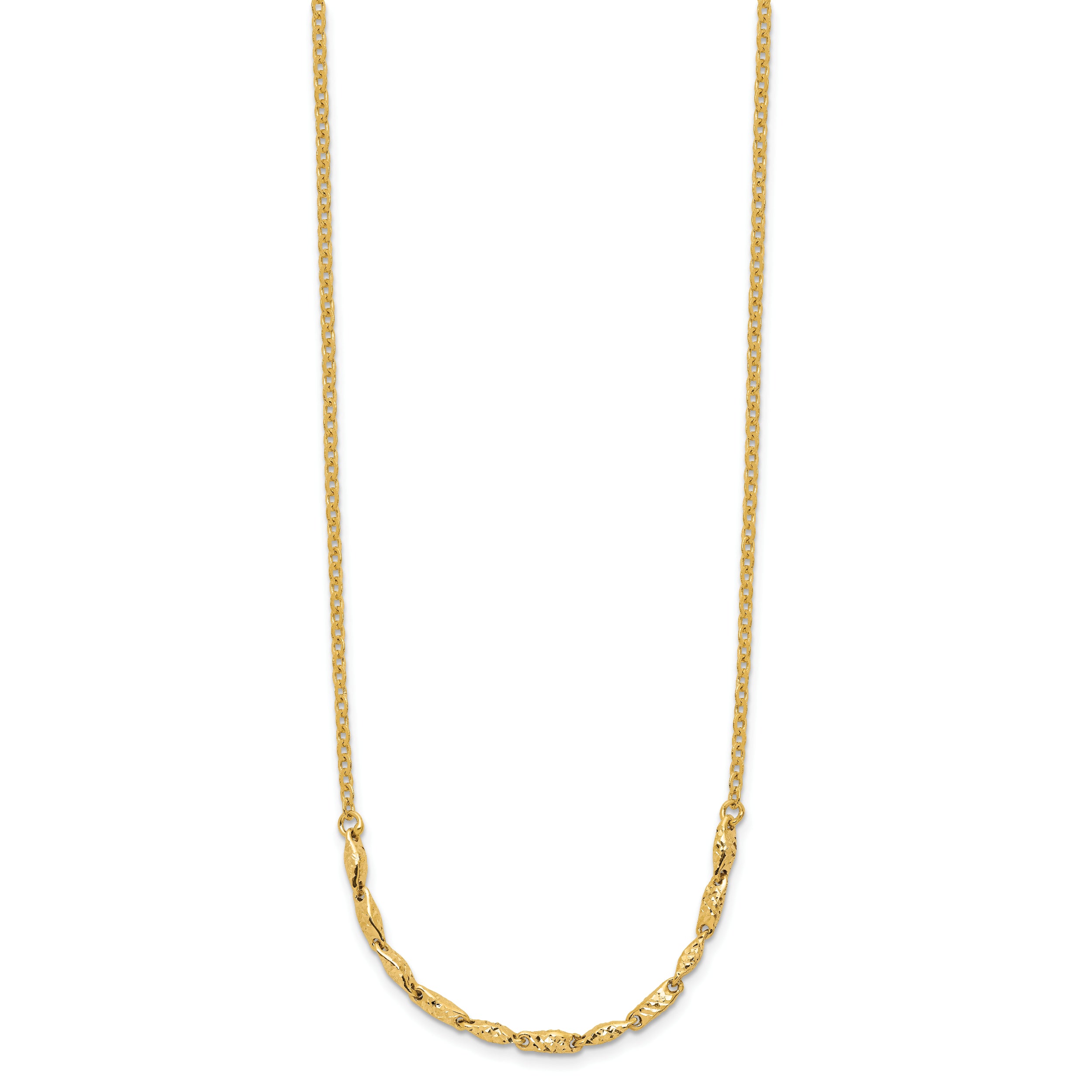 14K Polished and Diamond-cut with 1in ext. Necklace