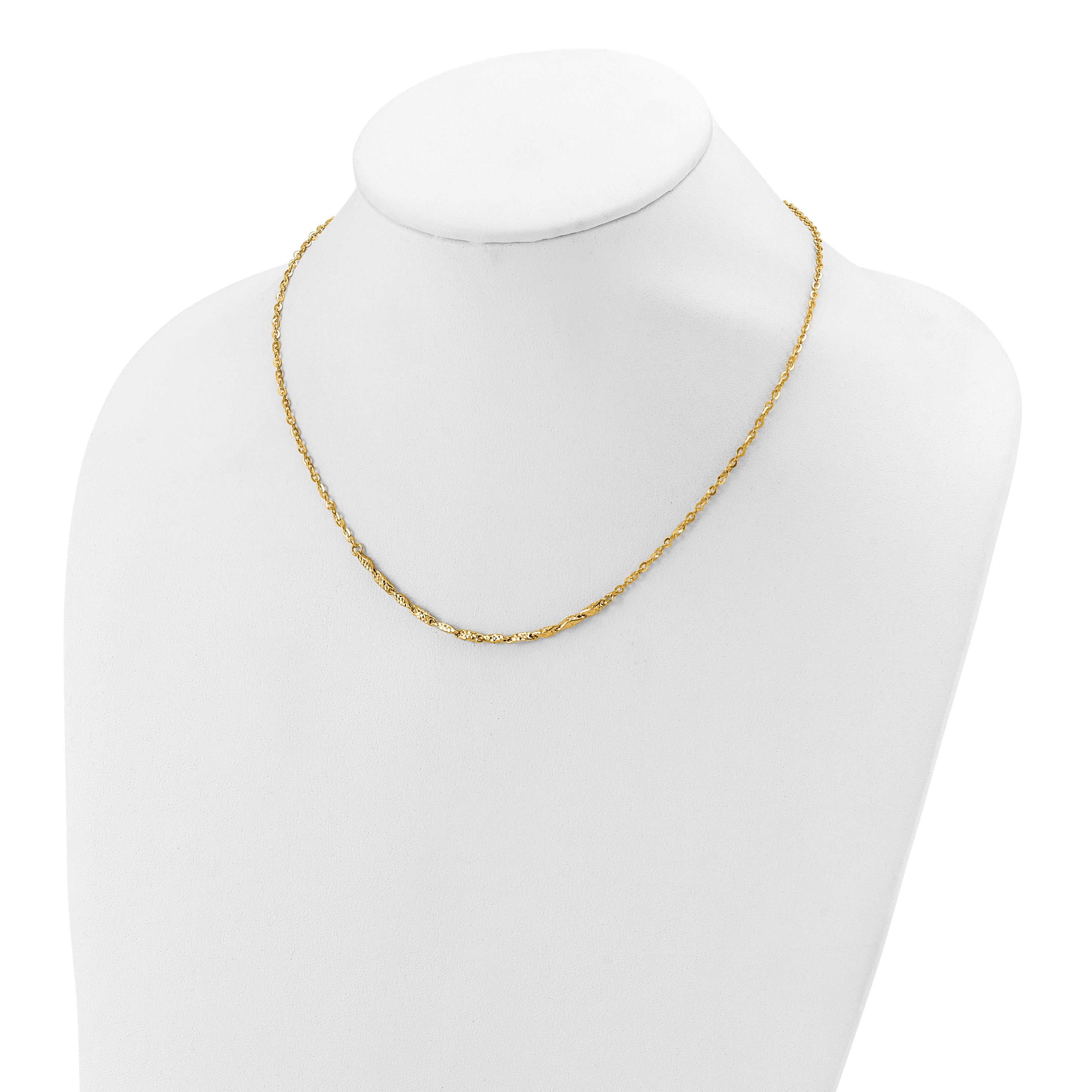 14K Polished and Diamond-cut with 1in ext. Necklace