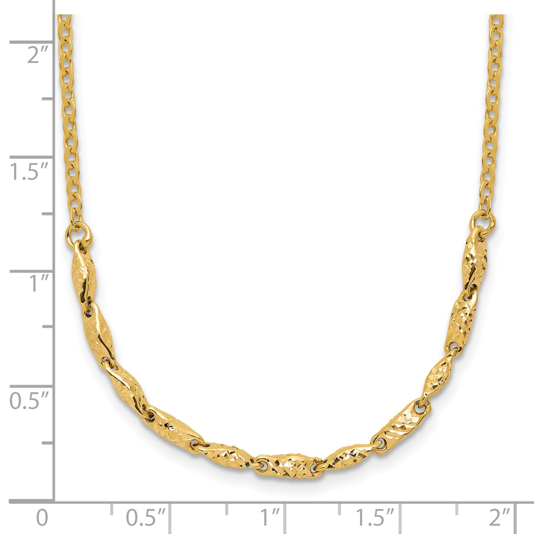 14K Polished and Diamond-cut with 1in ext. Necklace