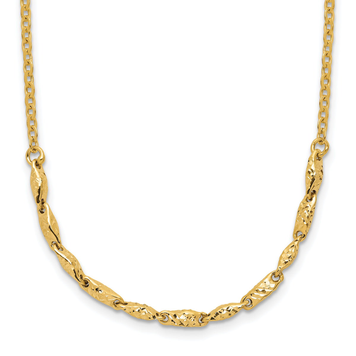 14K Polished and Diamond-cut with 1in ext. Necklace