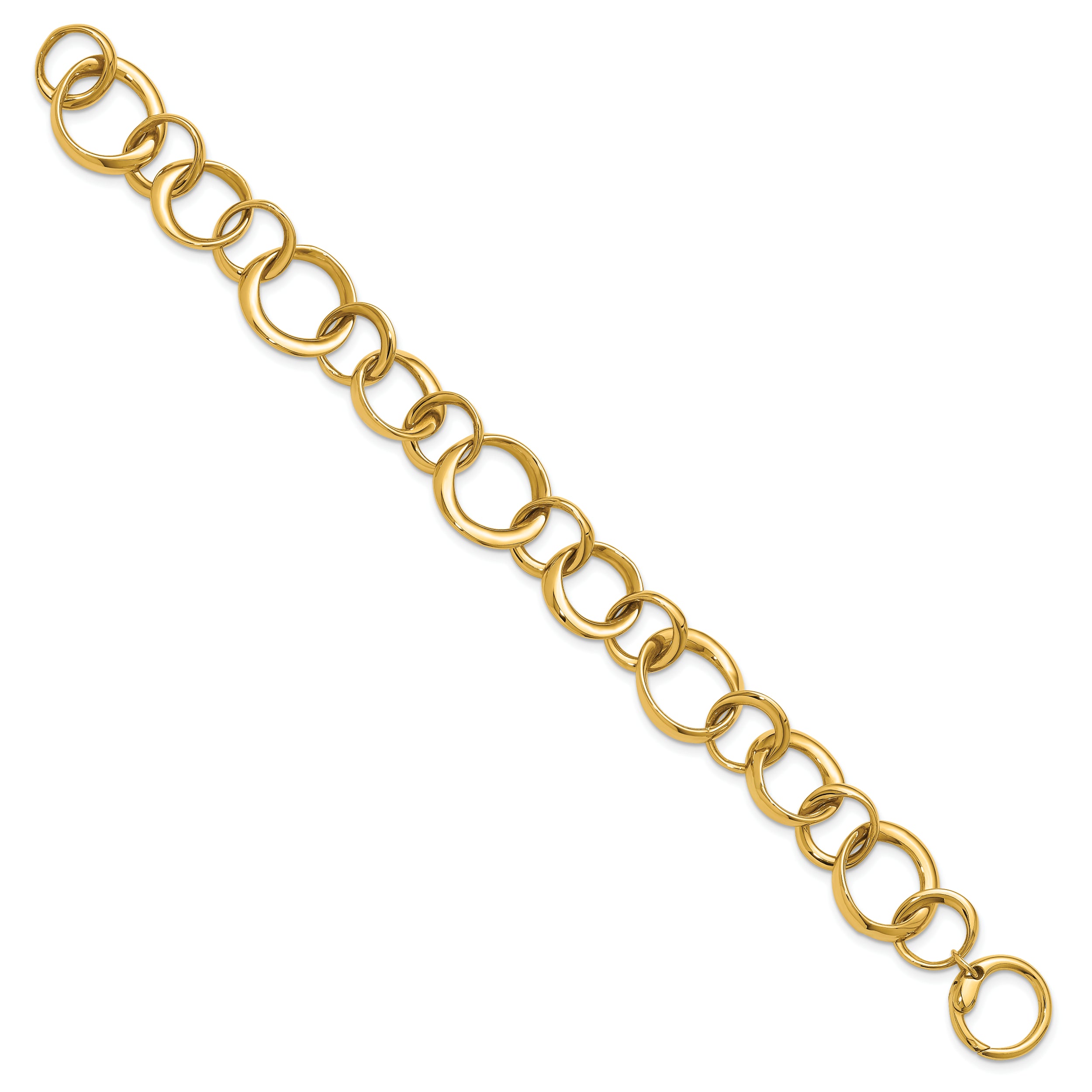 14K Polished Circle Links Bracelet