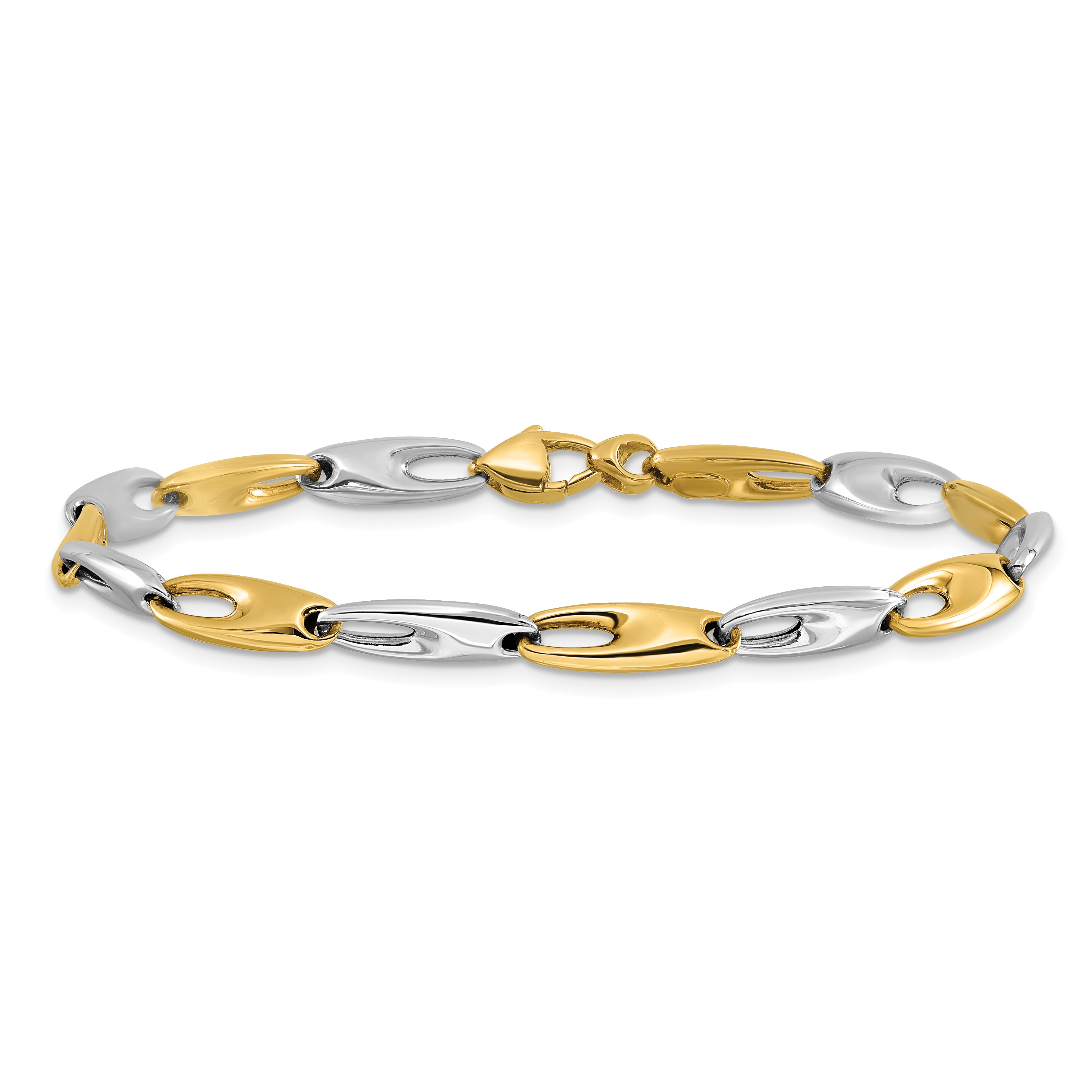 14K Two-Tone Polished Fancy Link Bracelet