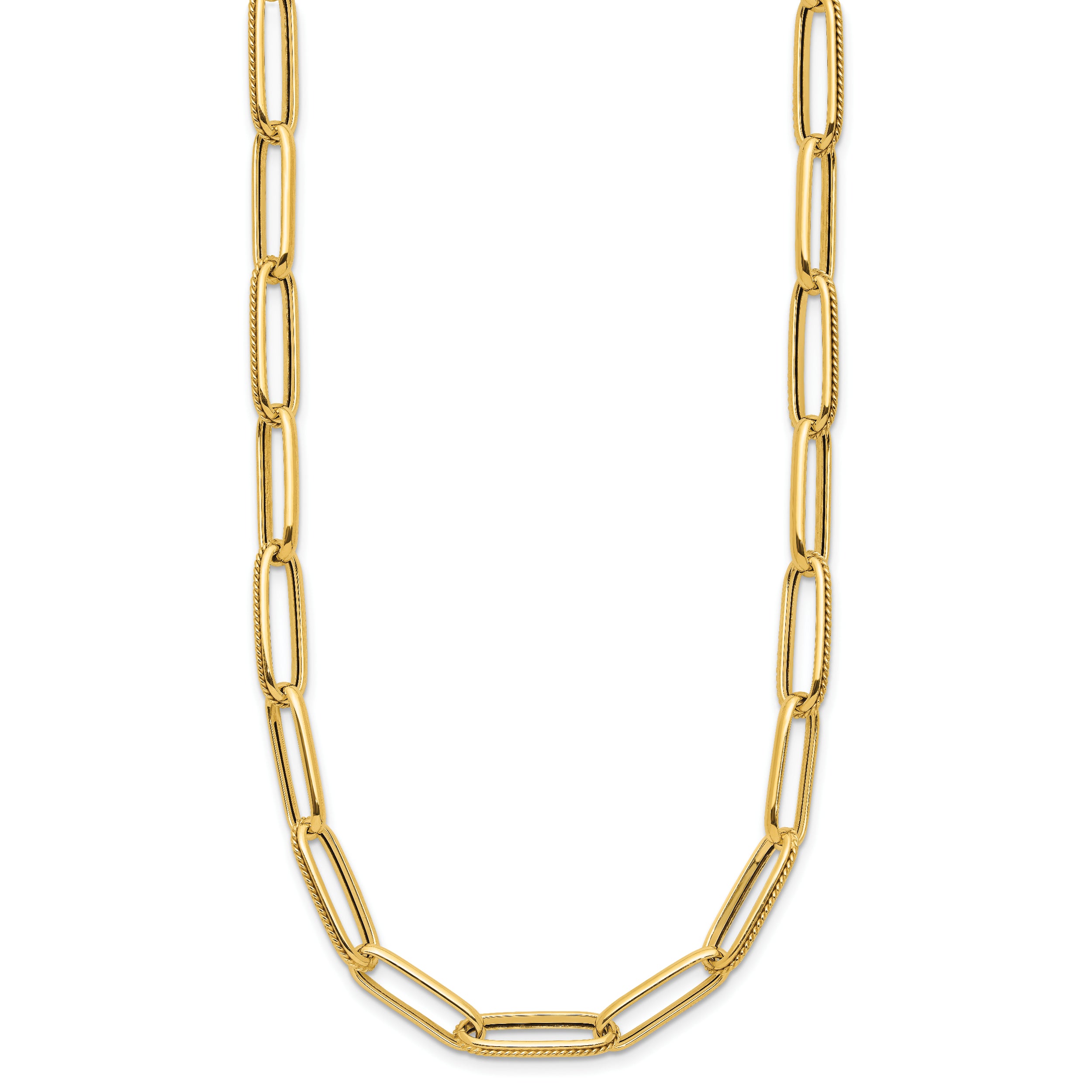 14K Polished and Textured Fancy Link Necklace