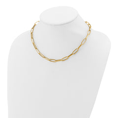 14K Polished and Textured Fancy Link Necklace