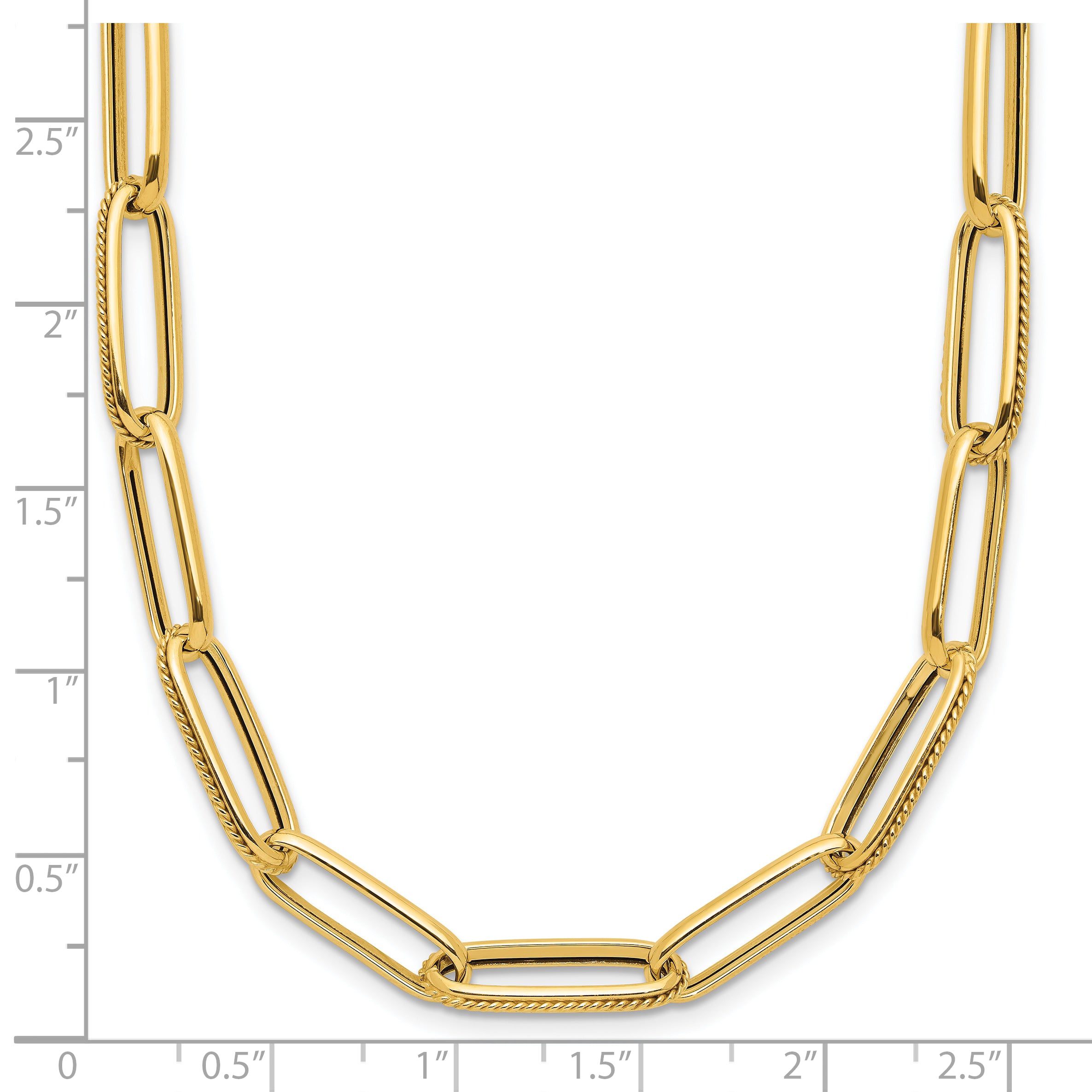 14K Polished and Textured Fancy Link Necklace