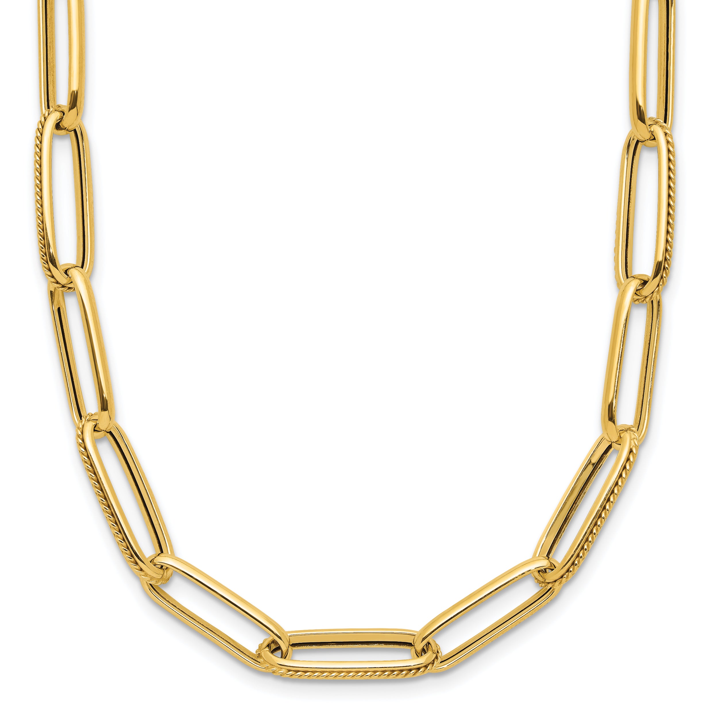 14K Polished and Textured Fancy Link Necklace