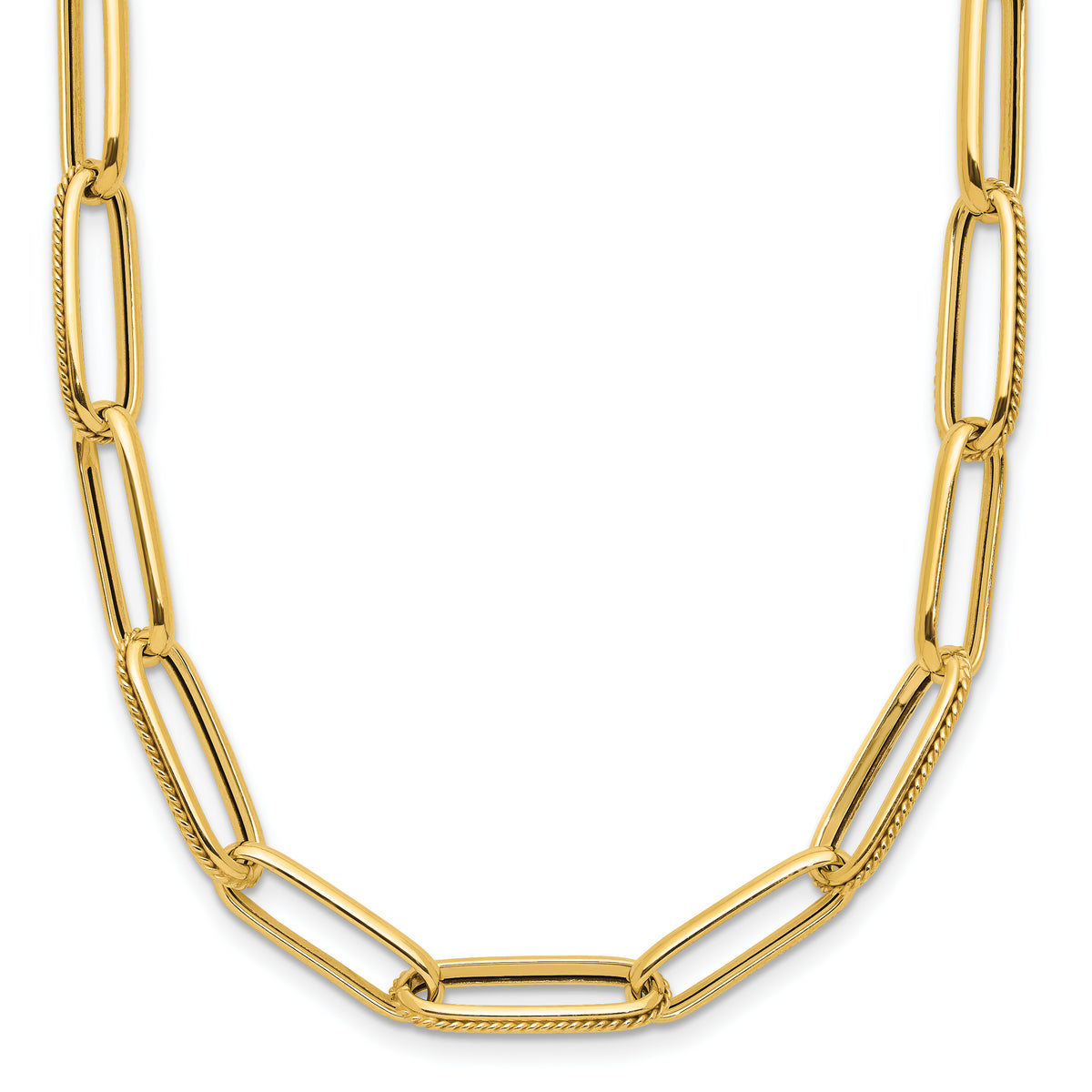 14K Polished and Textured Fancy Link Necklace