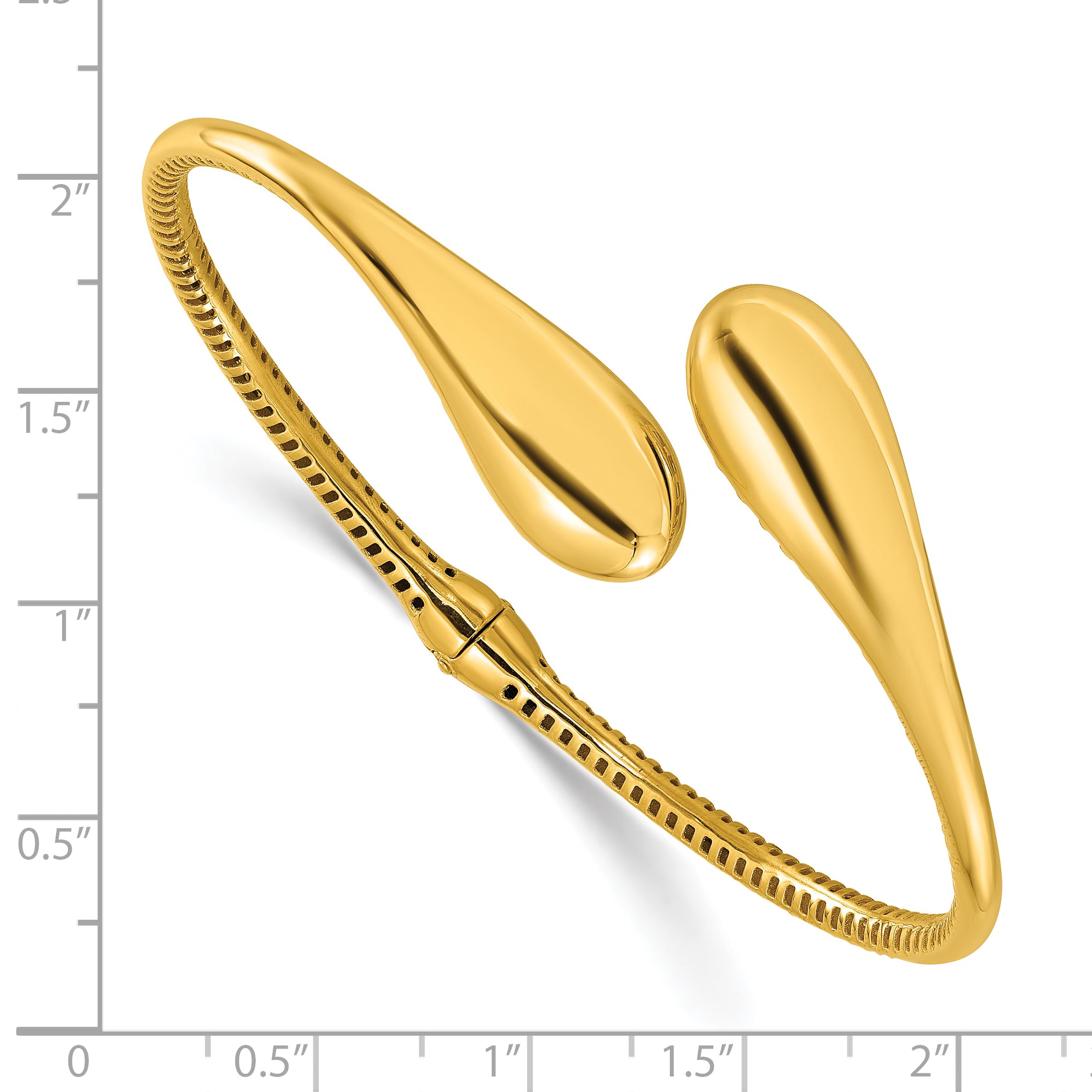 14K Polished Bypass Teardrop Hinged Bangle