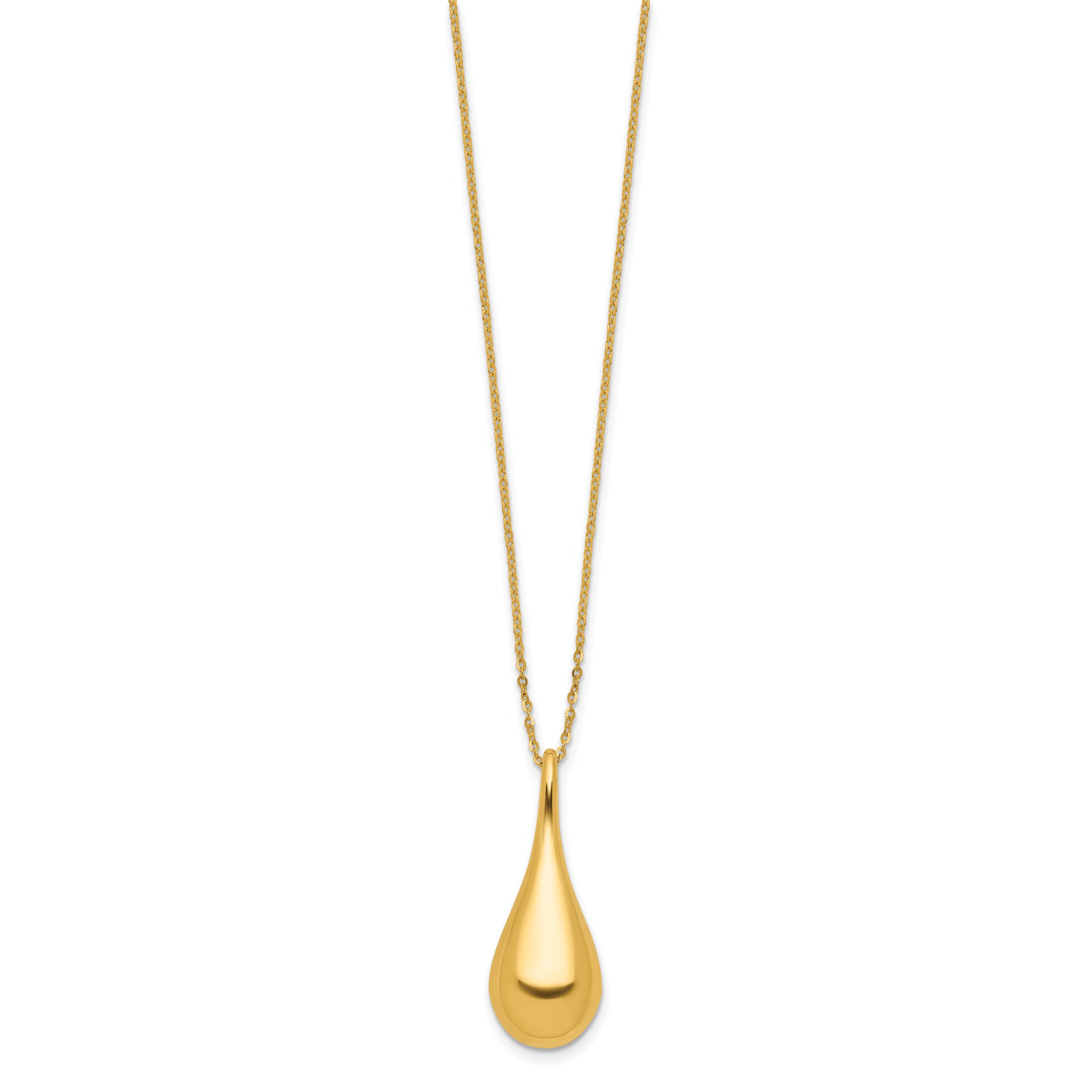 14K Polished Teardrop 16in w/2in ext. Necklace