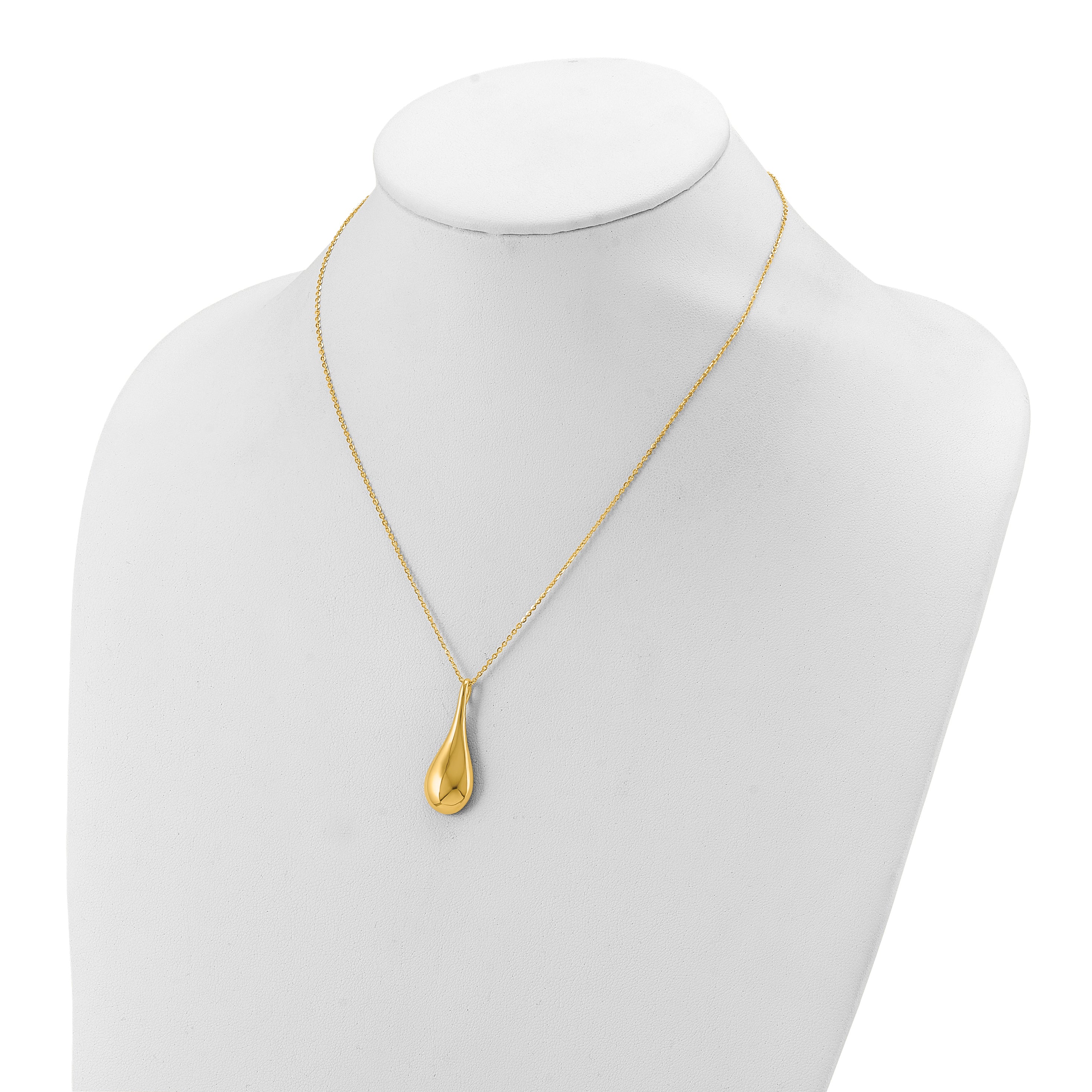 14K Polished Teardrop 16in w/2in ext. Necklace