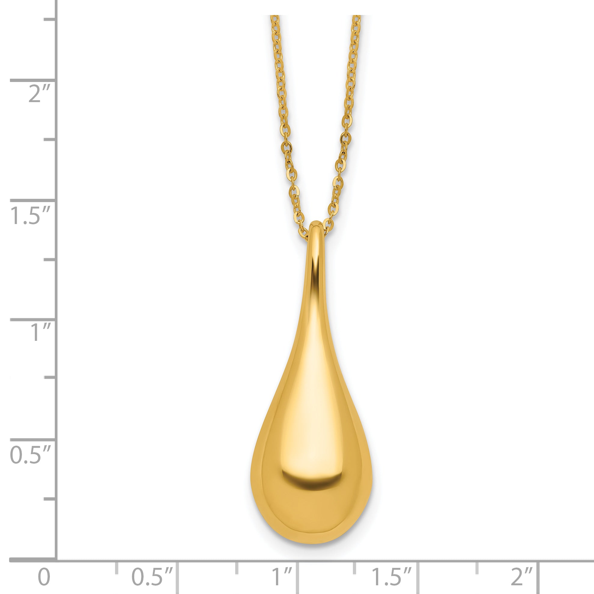 14K Polished Teardrop 16in w/2in ext. Necklace