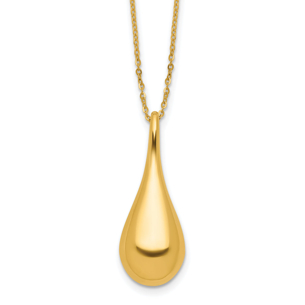 14K Polished Teardrop 16in w/2in ext. Necklace